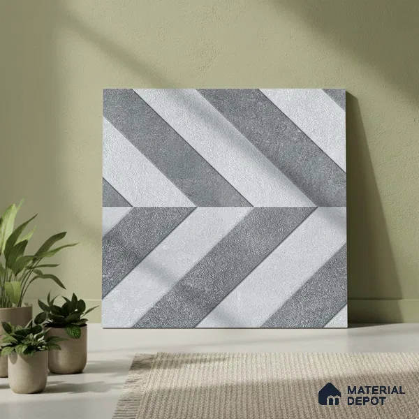 Patterned Look Parking Tile TL 08426 1.6 ft x 1.6 ft Vitrified Matte Finish - 12 mm | Pattern Alignment May Vary | 2-3 mm Spacer is Mandatory