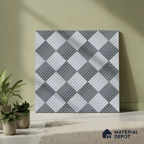 Patterned Look Parking Tile TL 08433 1.6 ft x 1.6 ft Vitrified Matte Finish - 12 mm | Pattern Alignment May Vary | 2-3 mm Spacer is Mandatory