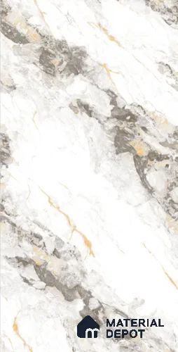 Marble Calacatta Wall & Floor Tile TL 08435 Off-White 4 ft x 2 ft Glossy Finish Vitrified Tile - 9 mm | Suitable For Living Room, Bedroom, Dining