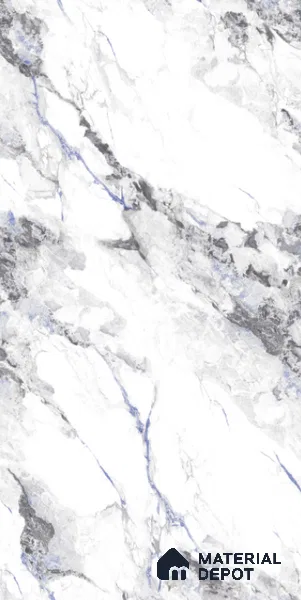 Marble Statuario Wall & Floor Tile TL 08436 Cool White 4 ft x 2 ft Glossy Finish Vitrified Tile - 9 mm | Suitable For Living Room, Bedroom, Dining