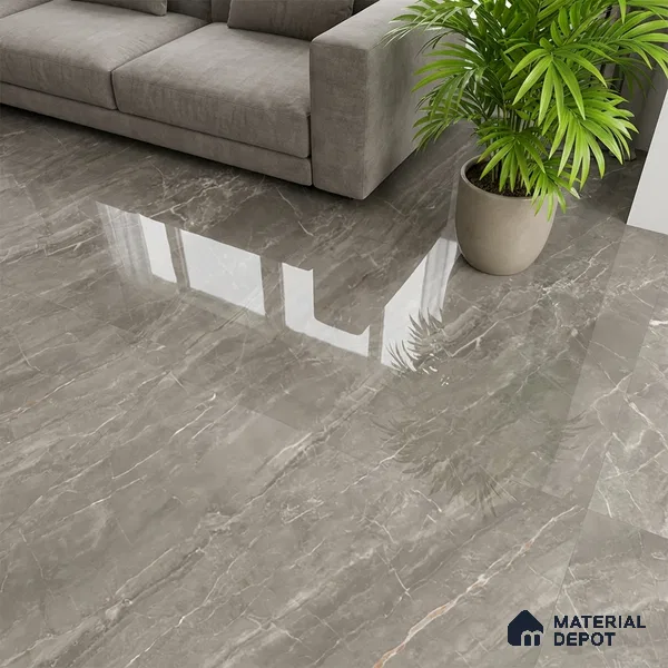 Marble Floor & Wall Tile TL 08441 Roneda Gris 4 ft x 2 ft Glossy Finish Vitrified Tile - 9 mm | Suitable for Living Room, Bedroom & Bathroom