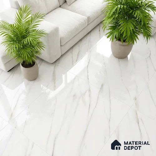 Marble Floor & Wall Tile TL 08442 Inspiro Blanco 4 ft x 2 ft Glossy Finish Vitrified Tile - 9 mm | Suitable for Living Room, Bedroom & Bathroom