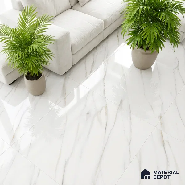 Marble Floor & Wall Tile TL 08442 Inspiro Blanco 4 ft x 2 ft Glossy Finish Vitrified Tile - 9 mm | Suitable for Living Room, Bedroom & Bathroom