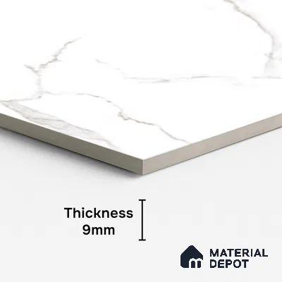 Marble Calacatta Wall & Floor Tile TL 08443 Off-White 4 ft x 2 ft Glossy Finish Vitrified Tile - 9 mm | Suitable For Living Room, Bedroom, Dining