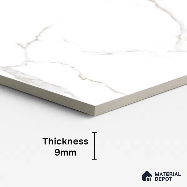 Marble Calacatta Wall & Floor Tile TL 08443 Off-White 4 ft x 2 ft Glossy Finish Vitrified Tile - 9 mm | Suitable For Living Room, Bedroom, Dining