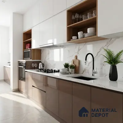 Marble Floor & Wall Tile TL 08443 Unisal Satuario 4 ft x 2 ft Glossy Finish Vitrified Tile - 9 mm | Suitable for Living Room, Bedroom & Bathroom