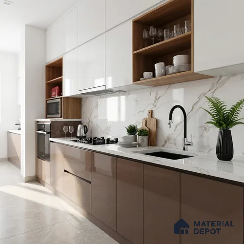 Marble Floor & Wall Tile TL 08443 Unisal Satuario 4 ft x 2 ft Glossy Finish Vitrified Tile - 9 mm | Suitable for Living Room, Bedroom & Bathroom