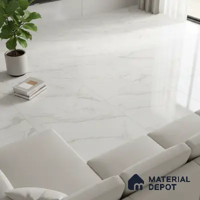 Marble Floor & Wall Tile TL 08443 Unisal Satuario 4 ft x 2 ft Glossy Finish Vitrified Tile - 9 mm | Suitable for Living Room, Bedroom & Bathroom