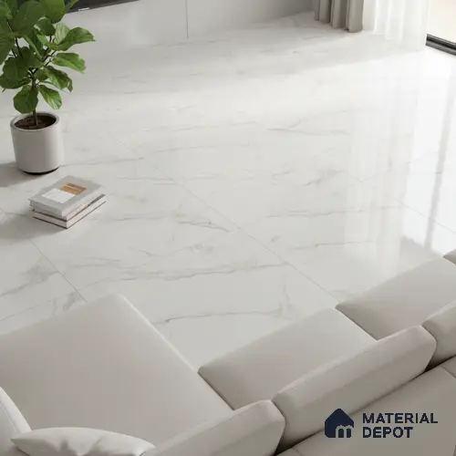 Marble Floor & Wall Tile TL 08443 Unisal Satuario 4 ft x 2 ft Glossy Finish Vitrified Tile - 9 mm | Suitable for Living Room, Bedroom & Bathroom