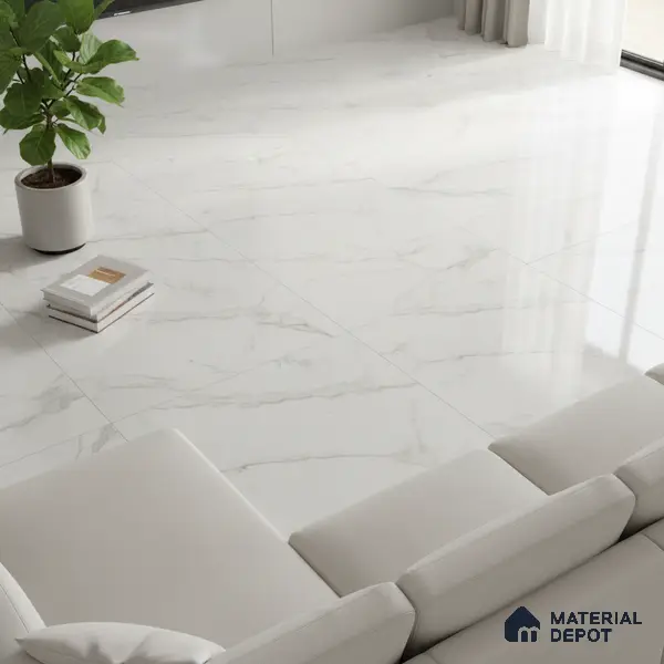 Marble Floor & Wall Tile TL 08443 Unisal Satuario 4 ft x 2 ft Glossy Finish Vitrified Tile - 9 mm | Suitable for Living Room, Bedroom & Bathroom