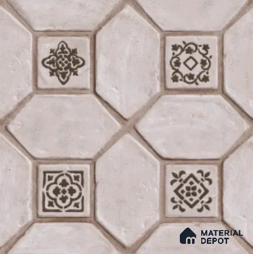 Moroccan Floor Tile TL 08451 B Retro Pearl 16 x 16 inch Texture Finish Vitrified Tile - 12 mm | Suitable for Parking, Outdoor & Bathroom | Pattern Alignment May Vary | 2-3 mm Spacer is Mandatory