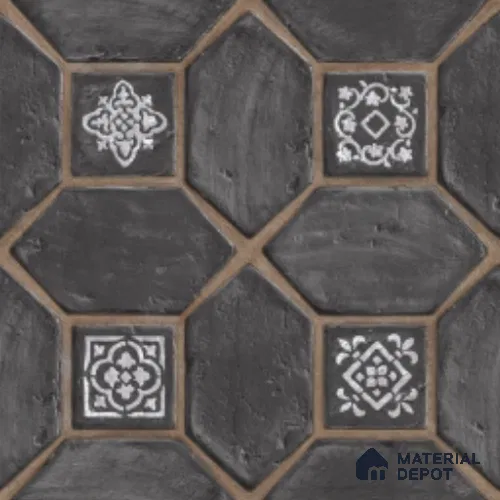 Moroccan Floor Tile TL 08451 Retro Opal 16 x 16 inch Texture Finish Vitrified Tile - 12 mm | Suitable for Parking, Outdoor & Bathroom | Pattern Alignment May Vary | 2-3 mm Spacer is Mandatory