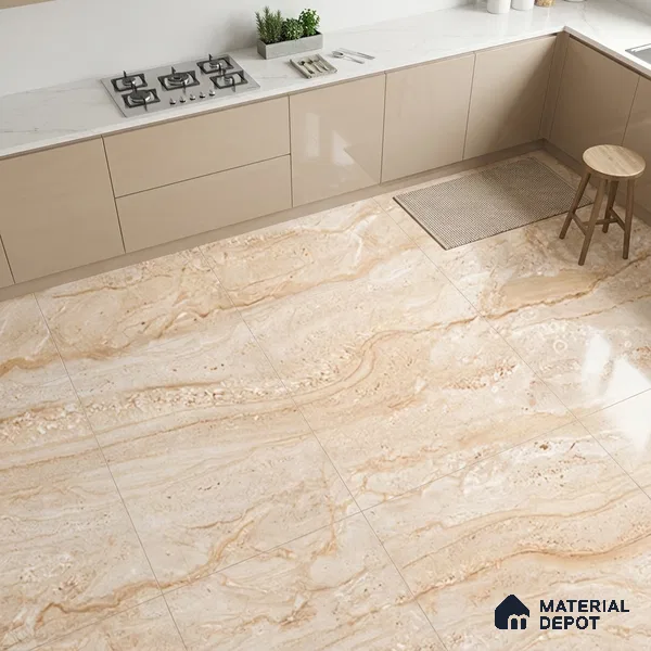 Stone Floor Tile TL 08452 Makrana Cream 2 ft x 2 ft Matte Finish Porcelain Tile - 8 mm | Suitable For Bathroom, Terrace & Balcony