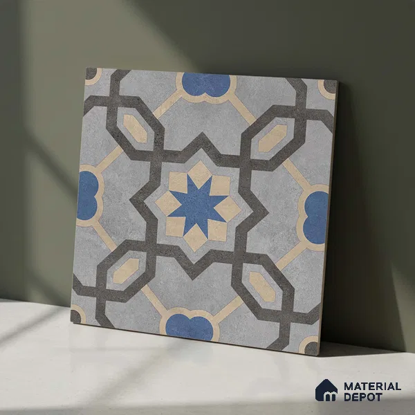 Moroccan Look Wall & Floor Tile TL 08459  2 ft x 2 ft Porcelain Matte Finish - 8 mm | Suitable For Kitchen, Balcony, Dining Area | Please Expect a Slight Variation of Pattern