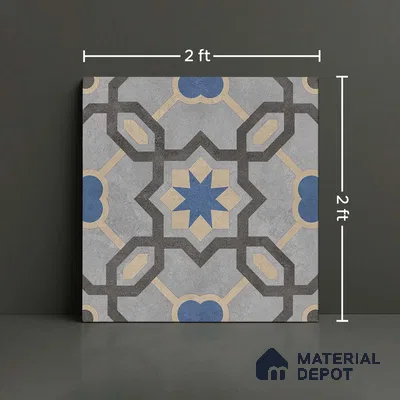 Moroccan Look Wall & Floor Tile TL 08459  2 ft x 2 ft Porcelain Matte Finish - 8 mm | Suitable For Kitchen, Balcony, Dining Area | Please Expect a Slight Variation of Pattern
