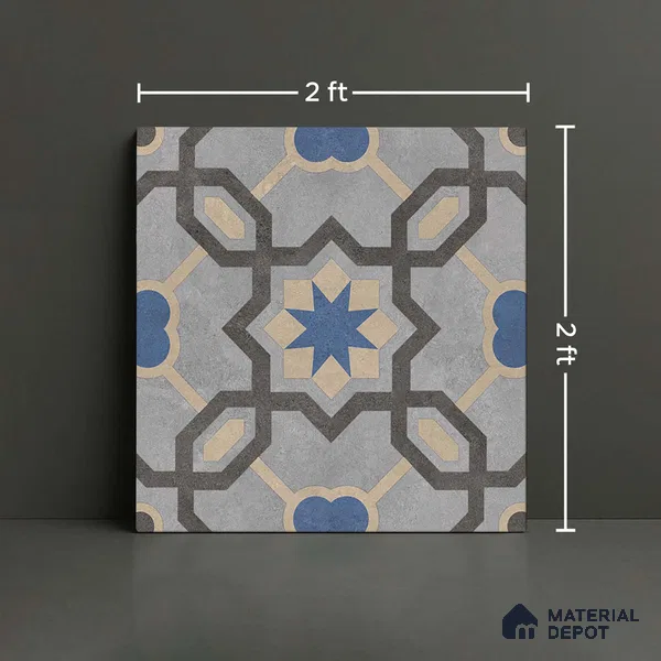 Moroccan Look Wall & Floor Tile TL 08459  2 ft x 2 ft Porcelain Matte Finish - 8 mm | Suitable For Kitchen, Balcony, Dining Area | Please Expect a Slight Variation of Pattern