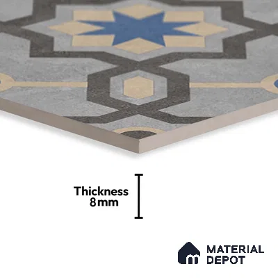 Moroccan Look Wall & Floor Tile TL 08459  2 ft x 2 ft Porcelain Matte Finish - 8 mm | Suitable For Kitchen, Balcony, Dining Area | Please Expect a Slight Variation of Pattern