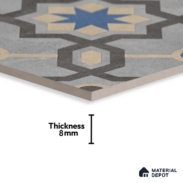 Moroccan Look Wall & Floor Tile TL 08459  2 ft x 2 ft Porcelain Matte Finish - 8 mm | Suitable For Kitchen, Balcony, Dining Area | Please Expect a Slight Variation of Pattern