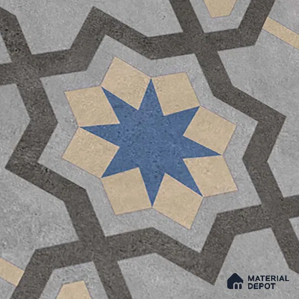 Moroccan Look Wall & Floor Tile TL 08459  2 ft x 2 ft Porcelain Matte Finish - 8 mm | Suitable For Kitchen, Balcony, Dining Area | Please Expect a Slight Variation of Pattern