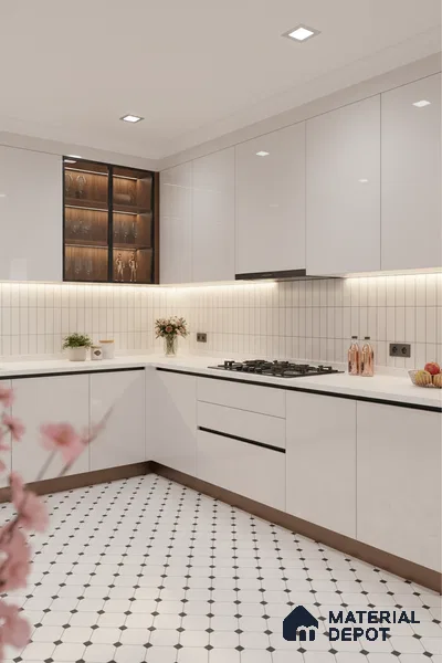 Moroccan Look Wall & Floor Tile TL 08460 Octane Moochrome 2 ft x 2 ft Porcelain Matte Finish - 8 mm | Suitable For Kitchen, Bathroom, Balcony | Please Expect a Slight Variation of Pattern