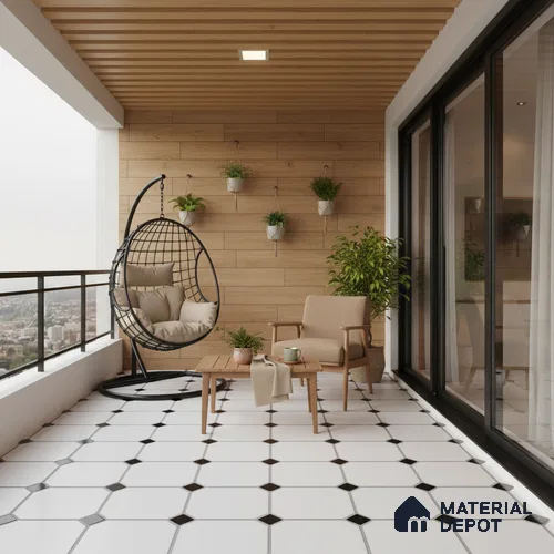 Moroccan Look Wall & Floor Tile TL 08460 Octane Moochrome 2 ft x 2 ft Porcelain Matte Finish - 8 mm | Suitable For Kitchen, Bathroom, Balcony | Please Expect a Slight Variation of Pattern