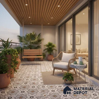 Moroccan Look Wall & Floor Tile TL 08461  2 ft x 2 ft Porcelain Matte Finish - 8 mm | Suitable For Kitchen Backsplash, Balcony, Dining Area | Please Expect a Slight Variation of Pattern