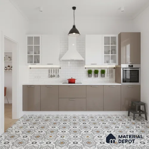 Moroccan Look Wall & Floor Tile TL 08461  2 ft x 2 ft Porcelain Matte Finish - 8 mm | Suitable For Kitchen Backsplash, Balcony, Dining Area | Please Expect a Slight Variation of Pattern