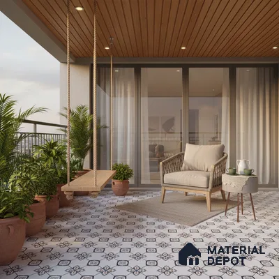 Moroccan Look Wall & Floor Tile TL 08462  2 ft x 2 ft Porcelain Matte Finish - 8 mm | Suitable For Kitchen, Balcony, Dining Area | Please Expect a Slight Variation of Pattern
