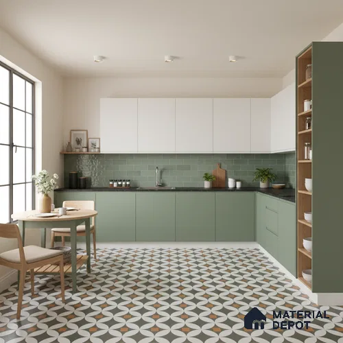 Moroccan Look Wall & Floor Tile TL 08463  2 ft x 2 ft Porcelain Matte Finish - 8 mm | Suitable For Balcony, Bathroom, Dining Area | Please Expect a Slight Variation of Pattern