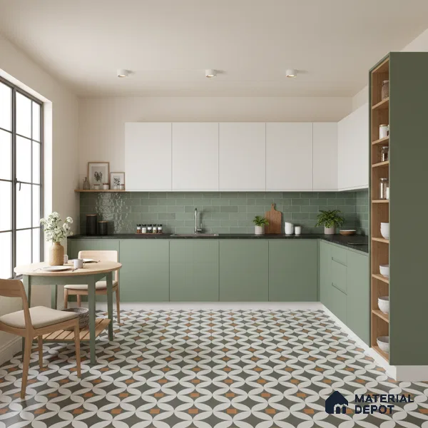 Moroccan Look Wall & Floor Tile TL 08463  2 ft x 2 ft Porcelain Matte Finish - 8 mm | Please Expect a Slight Variation of Pattern (Sample)