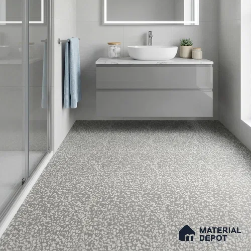 Terrazzo Floor & Wall Tile TL 08486 Natural Terazzo 2 ft x 2 ft Matte Finish Vitrified Tile - 9 mm | 1 Random Design | Suitable for Living Room, Kitchen & Bathroom