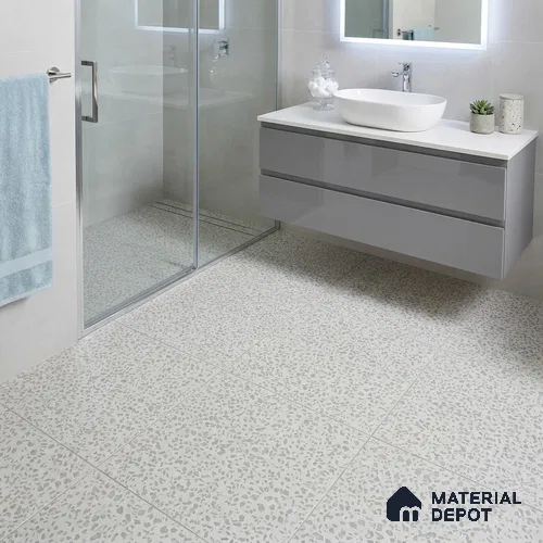 Terrazzo Floor & Wall Tile TL 08488 Terazzo White 2 ft x 2 ft Matte Finish Vitrified Tile - 9 mm | Suitable for Living Room, Kitchen & Bathroom