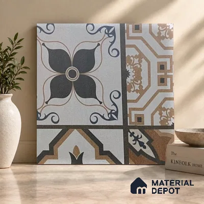 Moroccan Floor & Wall Tile TL 08489 Moroccon 04 2 ft x 2 ft Matte Finish Vitrified Tile - 9 mm | Suitable For Kitchen, Accent/Feature Wall, Balcony | Please Expect a Slight Variation of Pattern