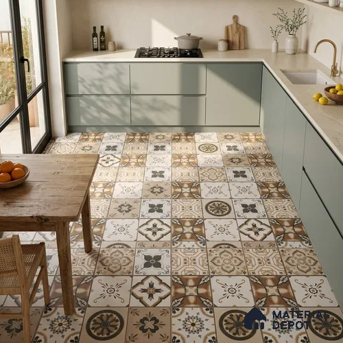 Moroccan Floor & Wall Tile TL 08489 Moroccon 04 2 ft x 2 ft Matte Finish Vitrified Tile - 9 mm | Suitable For Kitchen, Accent/Feature Wall, Balcony | Please Expect a Slight Variation of Pattern