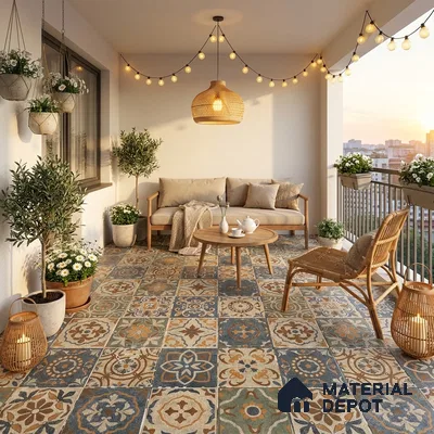 Moroccan Floor & Wall Tile TL 08490 Casa Kenitra Beige 2 ft x 2 ft Matte Finish Vitrified Tile - 9 mm | Suitable For Kitchen, Accent/Feature Wall, Balcony | Please Expect a Slight Variation of Pattern
