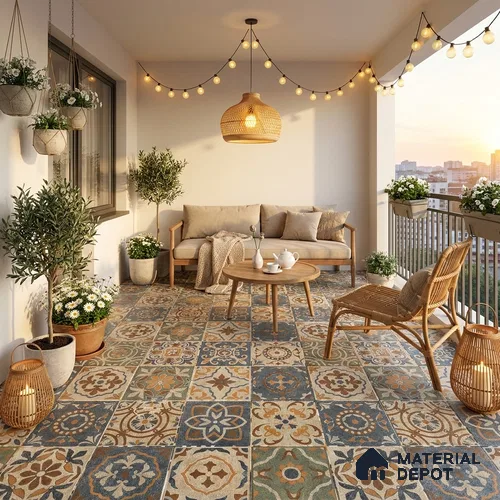 Moroccan Floor & Wall Tile TL 08490 Casa Kenitra Beige 2 ft x 2 ft Matte Finish Vitrified Tile - 9 mm | Suitable For Kitchen, Accent/Feature Wall, Balcony | Please Expect a Slight Variation of Pattern