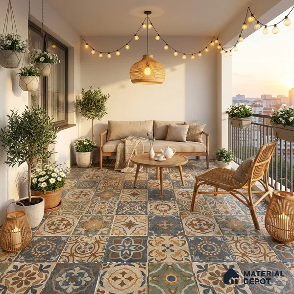 Moroccan Floor & Wall Tile TL 08490 Casa Kenitra Beige 2 ft x 2 ft Matte Finish Vitrified Tile - 9 mm | Suitable For Kitchen, Accent/Feature Wall, Balcony | Please Expect a Slight Variation of Pattern