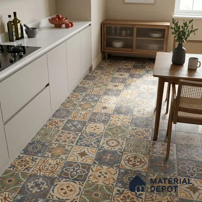 Moroccan Floor & Wall Tile TL 08490 Casa Kenitra Beige 2 ft x 2 ft Matte Finish Vitrified Tile - 9 mm | Suitable For Kitchen, Accent/Feature Wall, Balcony | Please Expect a Slight Variation of Pattern