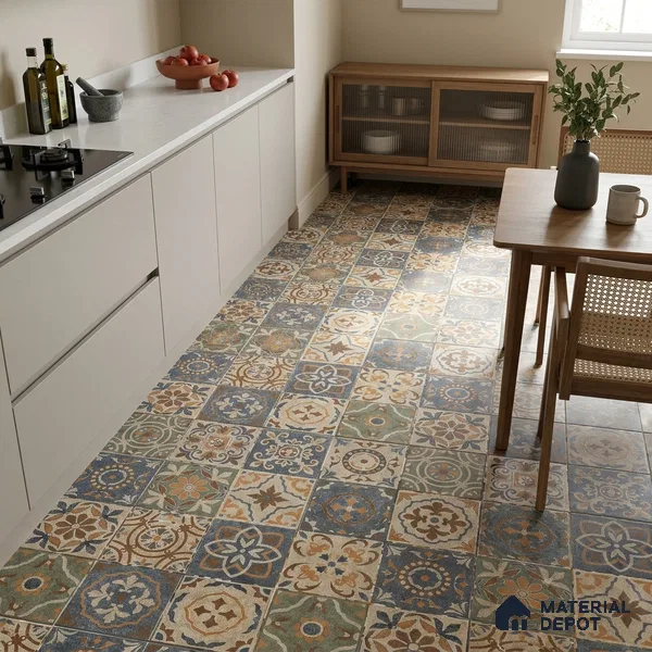 Moroccan Floor & Wall Tile TL 08490 Casa Kenitra Beige 2 ft x 2 ft Matte Finish Vitrified Tile - 9 mm | Suitable For Kitchen, Accent/Feature Wall, Balcony | Please Expect a Slight Variation of Pattern