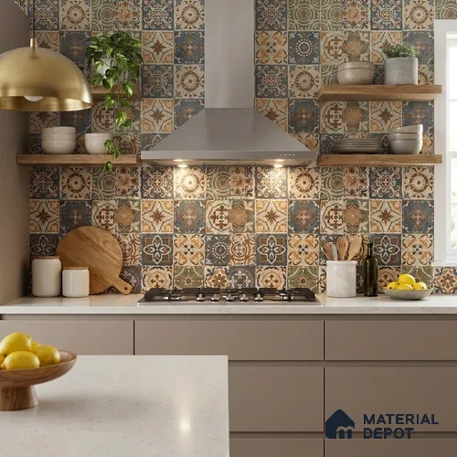 Moroccan Floor & Wall Tile TL 08490 Casa Kenitra Beige 2 ft x 2 ft Matte Finish Vitrified Tile - 9 mm | Suitable For Kitchen, Accent/Feature Wall, Balcony | Please Expect a Slight Variation of Pattern | Image 04