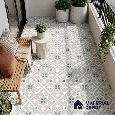 Moroccan Floor & Wall Tile TL 08491 Decor 19 2 ft x 2 ft Carving Matte Finish Vitrified Tile - 9 mm | 1 Random Design | Suitable For Kitchen, Balcony, Dining Area | Please Expect a Slight Variation of Pattern