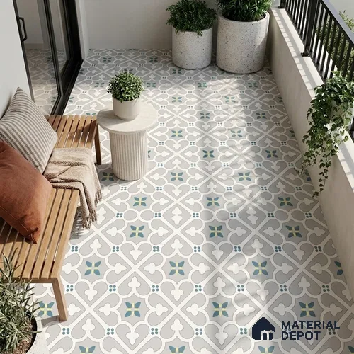 Moroccan Floor & Wall Tile TL 08491 Decor 19 2 ft x 2 ft Carving Matte Finish Vitrified Tile - 9 mm | 1 Random Design | Suitable For Kitchen, Balcony, Dining Area | Please Expect a Slight Variation of Pattern