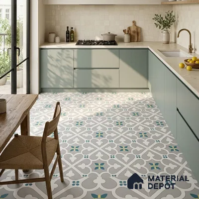 Moroccan Floor & Wall Tile TL 08491 Decor 19 2 ft x 2 ft Carving Matte Finish Vitrified Tile - 9 mm | 1 Random Design | Suitable For Kitchen, Balcony, Dining Area | Please Expect a Slight Variation of Pattern