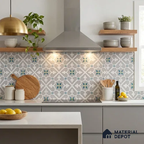 Moroccan Floor & Wall Tile TL 08491 Decor 19 2 ft x 2 ft Carving Matte Finish Vitrified Tile - 9 mm | 1 Random Design | Suitable For Kitchen, Balcony, Dining Area | Please Expect a Slight Variation of Pattern