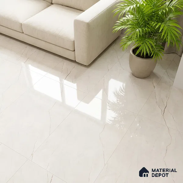 Marble Look TL 08494 Cremson Bianco Endless 4 ft x 2 ft Vitrified Glossy Finish - 8 mm | Random 4