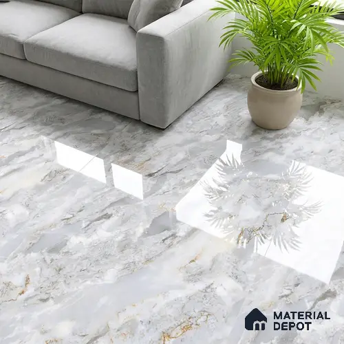 Marble Look TL 08495 Crevon Blue Endless 4 ft x 2 ft Vitrified Glossy Finish - 8 mm | Random 4