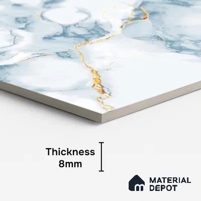 Marble Endless Calacatta Wall & Floor Tile TL 08497 Cool White 4 ft x 2 ft Glossy Finish Vitrified Tile - 8 mm | 4 Random Designs | Suitable For Living Room, Bedroom, Dining