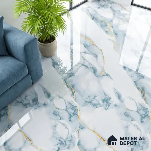 Marble Look TL 08497 Kama Ocean Endless 4 ft x 2 ft Vitrified Glossy Finish - 8 mm | Random 4