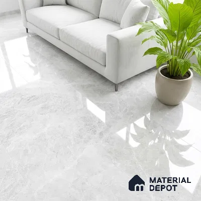 Marble Look TL 08498 B Logger White 4 ft x 2 ft Vitrified Glossy Finish - 8 mm | Random 7