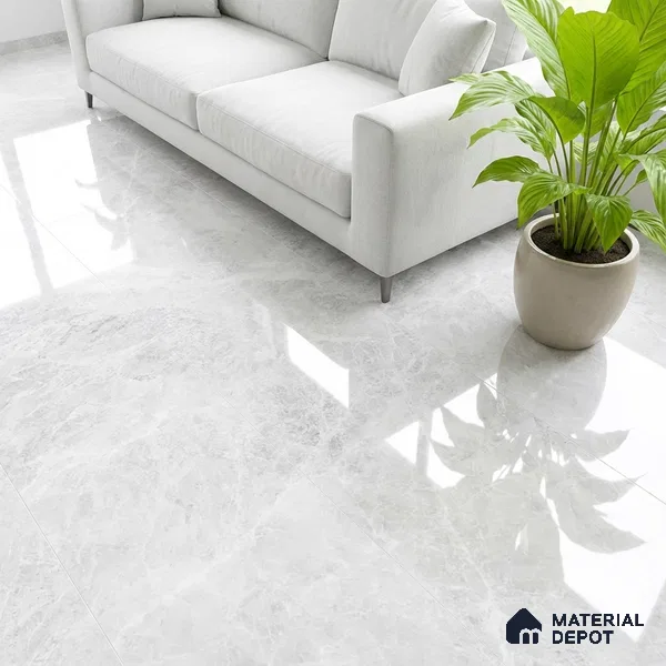 Marble Look TL 08498 B Logger White 4 ft x 2 ft Vitrified Glossy Finish - 8 mm | Random 7